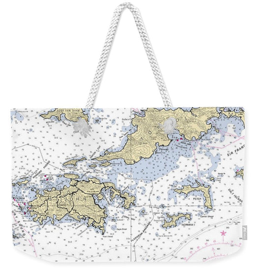 St John Tortola-virgin Islands Nautical Chart - Weekender Tote Bag