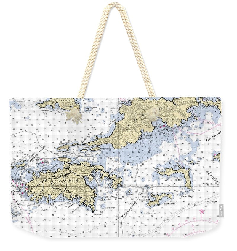 St John Tortola-virgin Islands Nautical Chart - Weekender Tote Bag