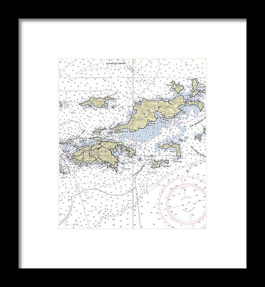St John Tortola-virgin Islands Nautical Chart - Framed Print