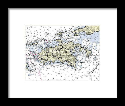 St John Virgin Islands Nautical Chart - Framed Print