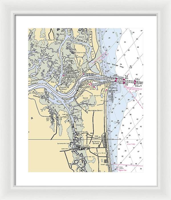 St Johns River-florida Nautical Chart - Framed Print