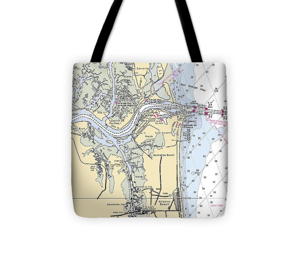 St Johns River Florida Nautical Chart Tote Bag