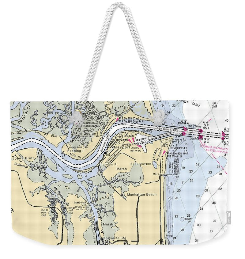 St Johns River-florida Nautical Chart - Weekender Tote Bag