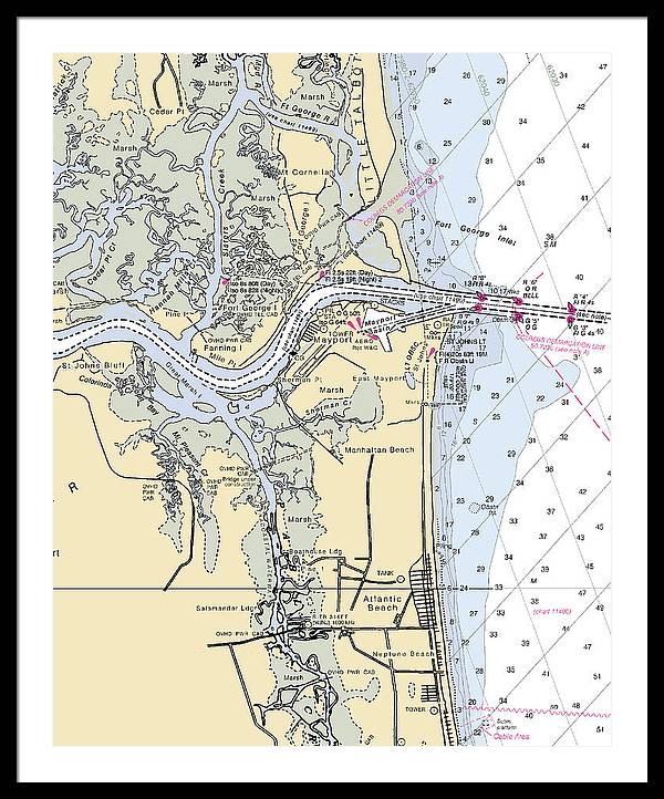 St Johns River-florida Nautical Chart - Framed Print