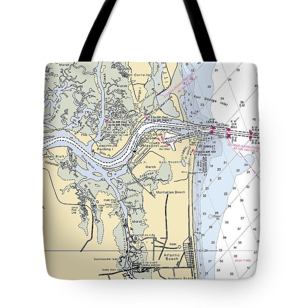 St Johns River-florida Nautical Chart - Tote Bag