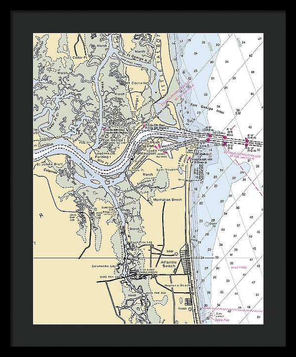 St Johns River-florida Nautical Chart - Framed Print