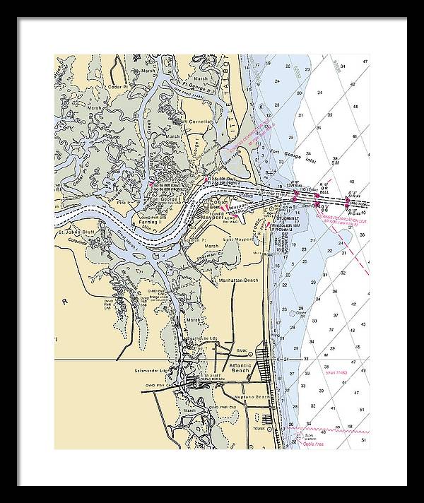 St Johns River-florida Nautical Chart - Framed Print