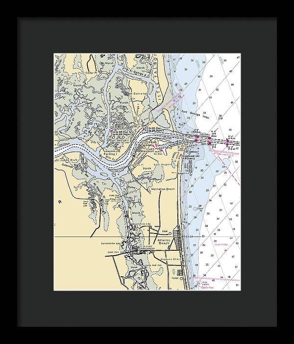 St Johns River-florida Nautical Chart - Framed Print