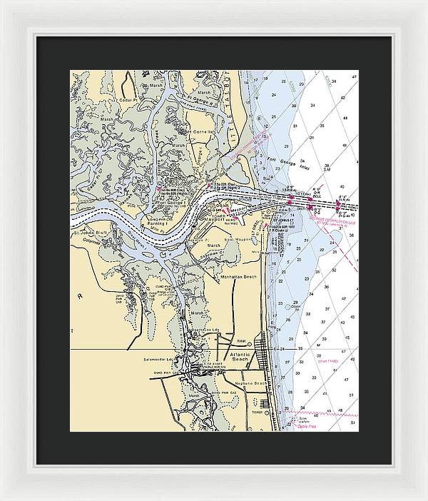 St Johns River-florida Nautical Chart - Framed Print