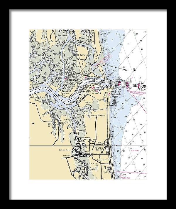 St Johns River-florida Nautical Chart - Framed Print