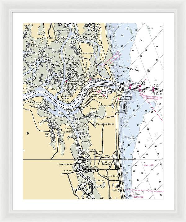 St Johns River-florida Nautical Chart - Framed Print