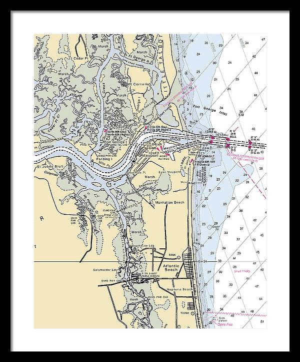 St Johns River-florida Nautical Chart - Framed Print