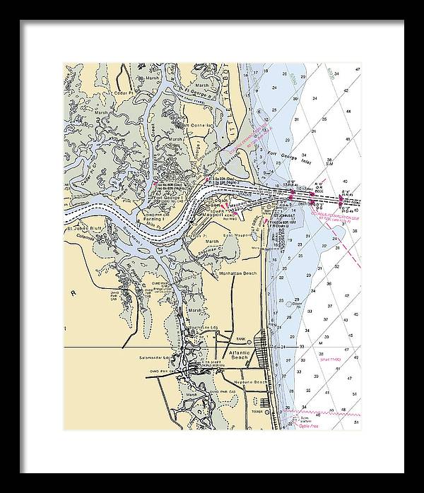 St Johns River-florida Nautical Chart - Framed Print