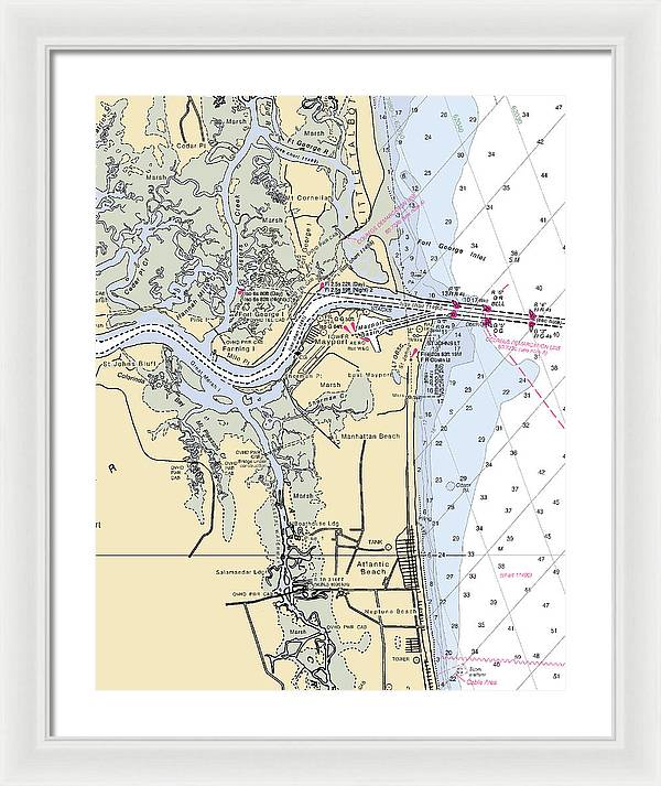 St Johns River-florida Nautical Chart - Framed Print