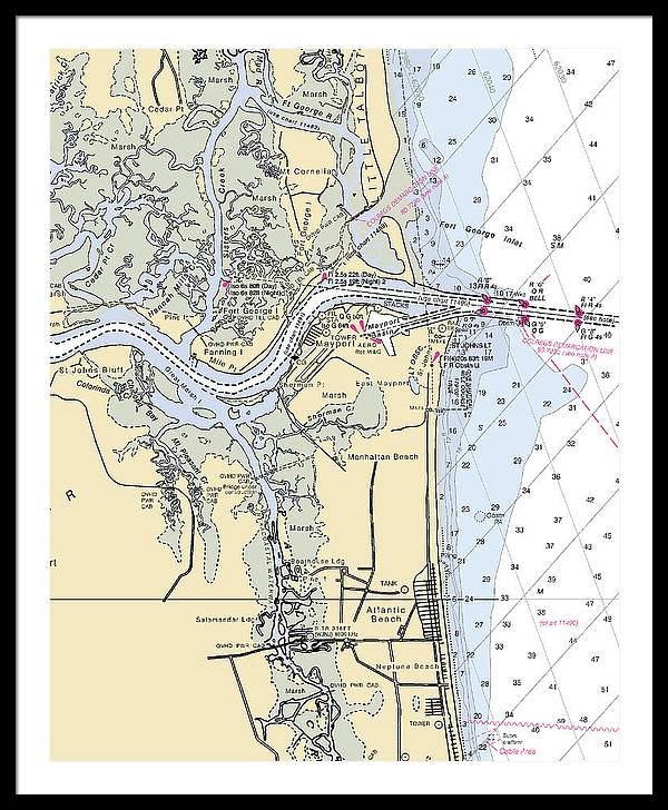 St Johns River-florida Nautical Chart - Framed Print