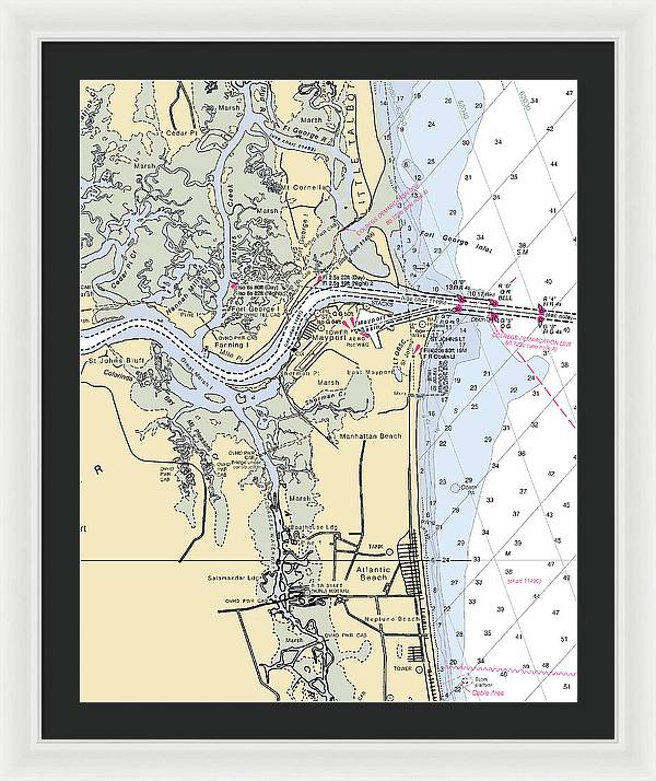 St Johns River-florida Nautical Chart - Framed Print