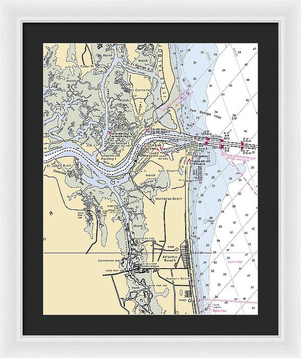 St Johns River-florida Nautical Chart - Framed Print