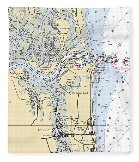 St Johns River Florida Nautical Chart Blanket