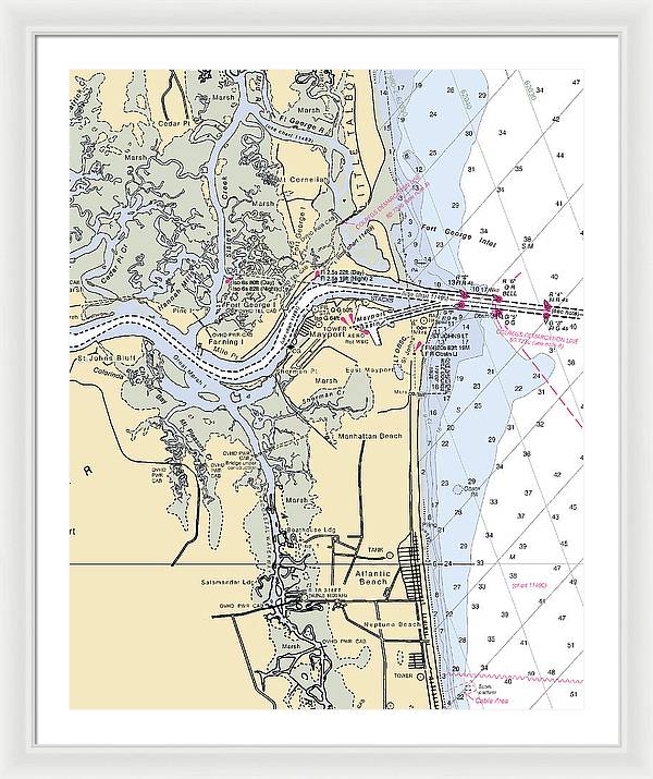 St Johns River-florida Nautical Chart - Framed Print