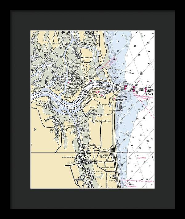 St Johns River-florida Nautical Chart - Framed Print