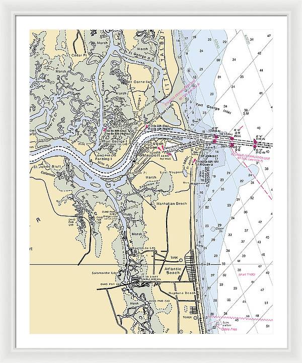 St Johns River-florida Nautical Chart - Framed Print