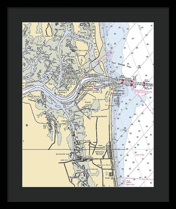 St Johns River-florida Nautical Chart - Framed Print