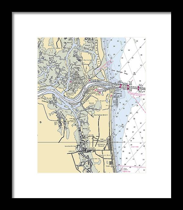 St Johns River-florida Nautical Chart - Framed Print