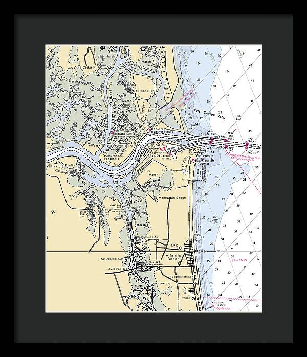 St Johns River-florida Nautical Chart - Framed Print