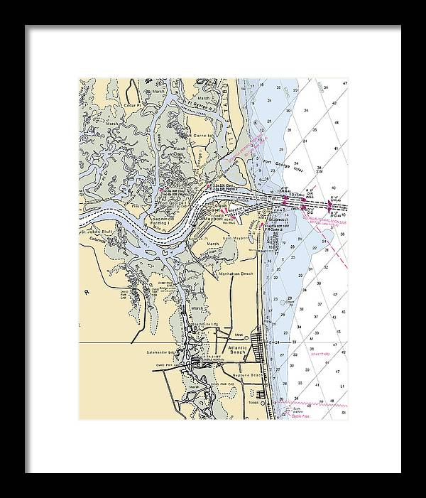 St Johns River-florida Nautical Chart - Framed Print