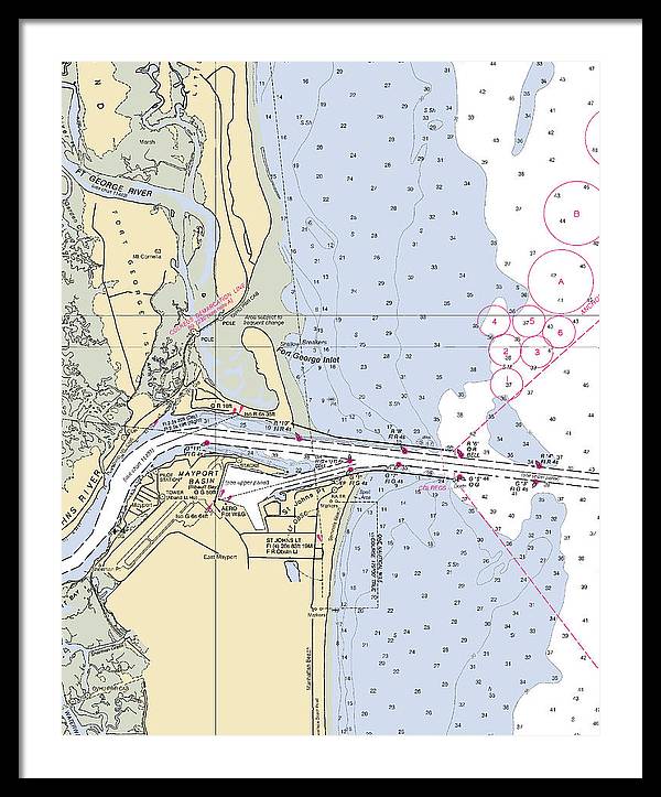 St Johns River  -florida Nautical Chart _v2 - Framed Print