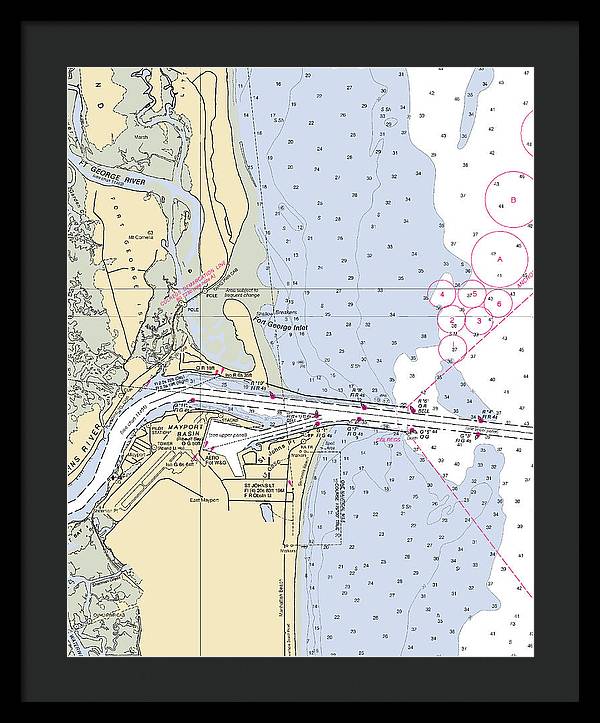 St Johns River  -florida Nautical Chart _v2 - Framed Print