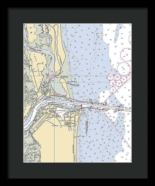 St Johns River  -florida Nautical Chart _v2 - Framed Print