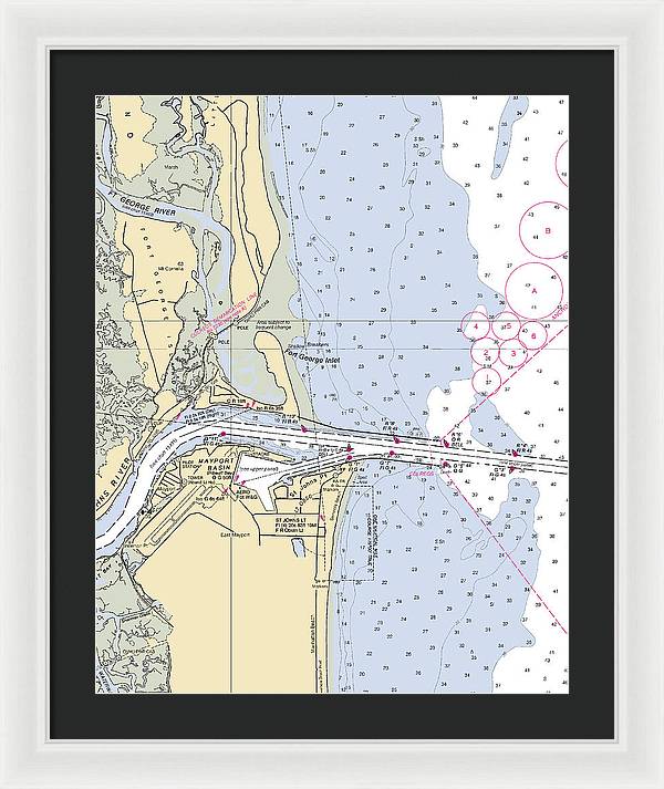 St Johns River  -florida Nautical Chart _v2 - Framed Print