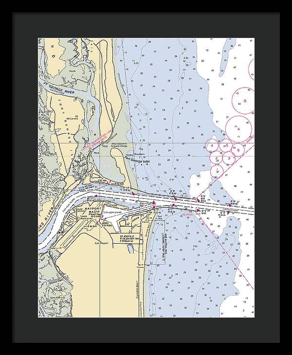 St Johns River  -florida Nautical Chart _v2 - Framed Print