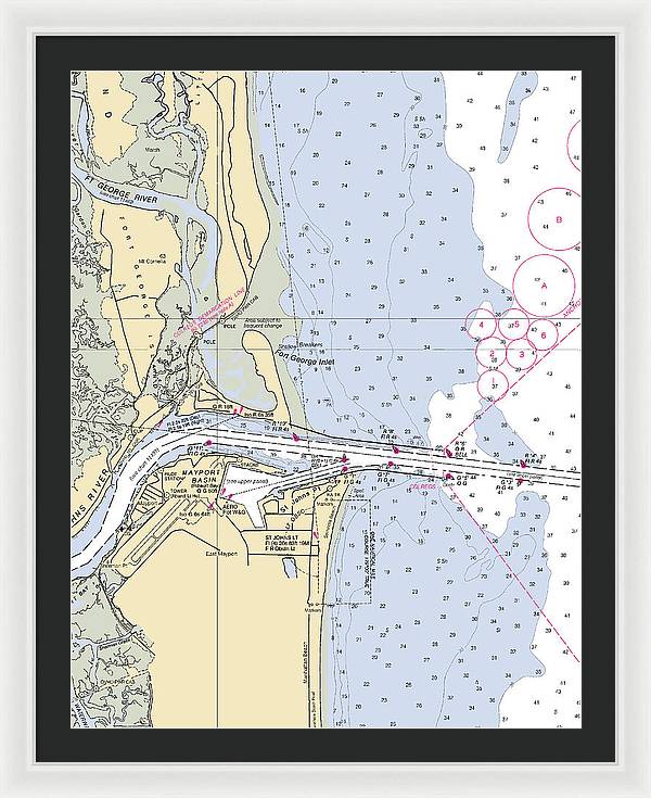 St Johns River  -florida Nautical Chart _v2 - Framed Print