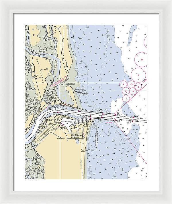 St Johns River  -florida Nautical Chart _v2 - Framed Print