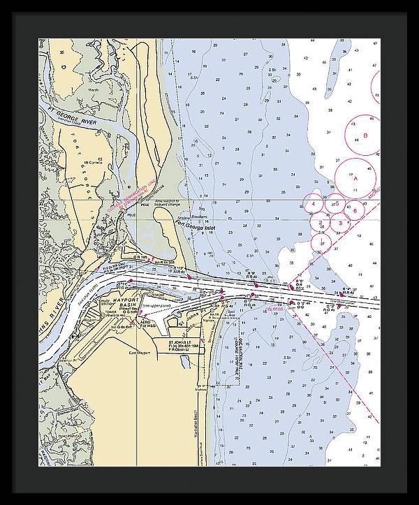 St Johns River  -florida Nautical Chart _v2 - Framed Print