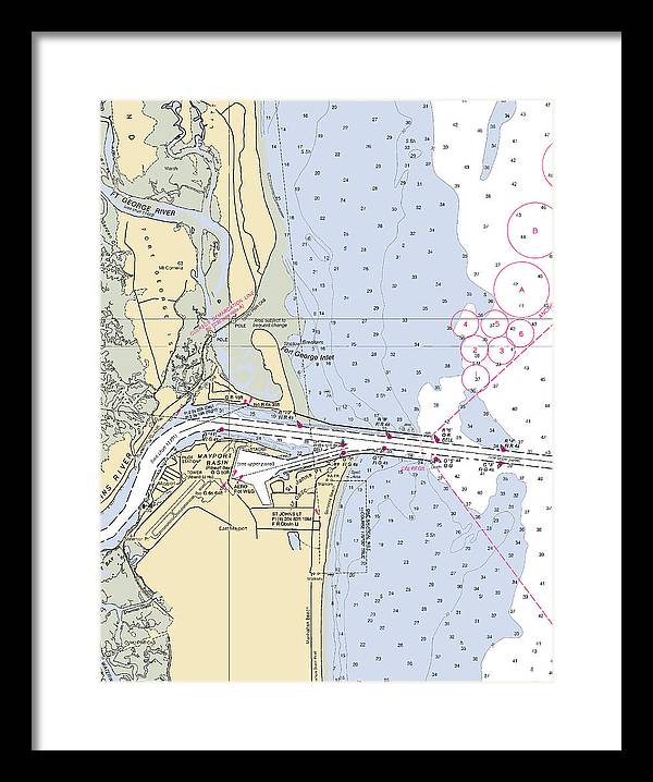 St Johns River  -florida Nautical Chart _v2 - Framed Print