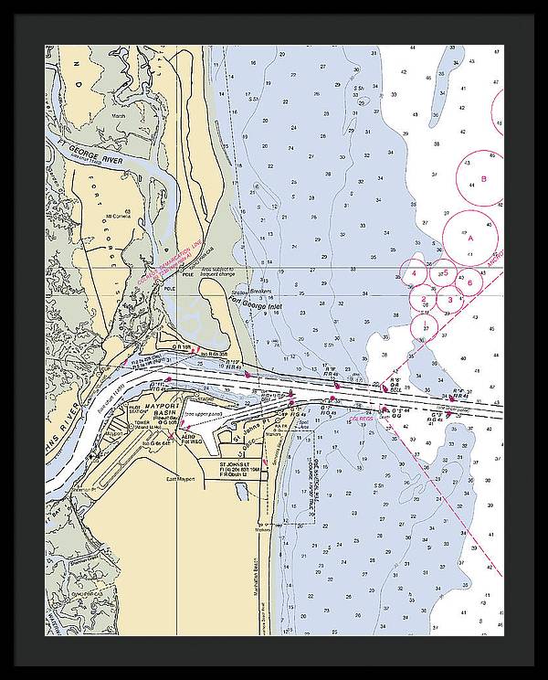 St Johns River  -florida Nautical Chart _v2 - Framed Print