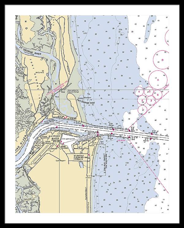 St Johns River  -florida Nautical Chart _v2 - Framed Print