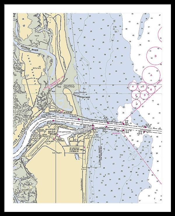 St Johns River  -florida Nautical Chart _v2 - Framed Print