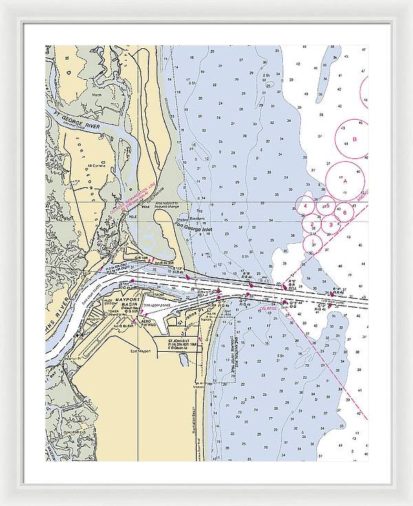 St Johns River  -florida Nautical Chart _v2 - Framed Print