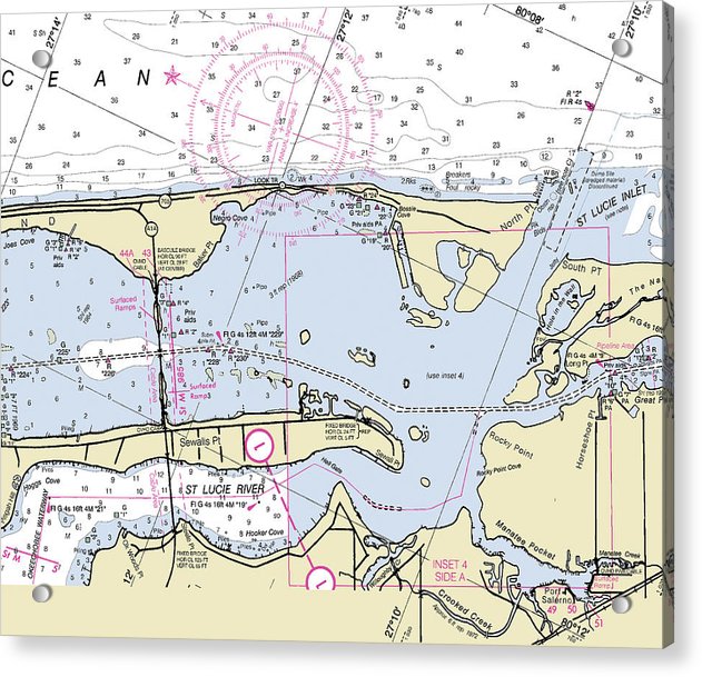 St Lucie Inlet Florida Nautical Chart - Acrylic Print