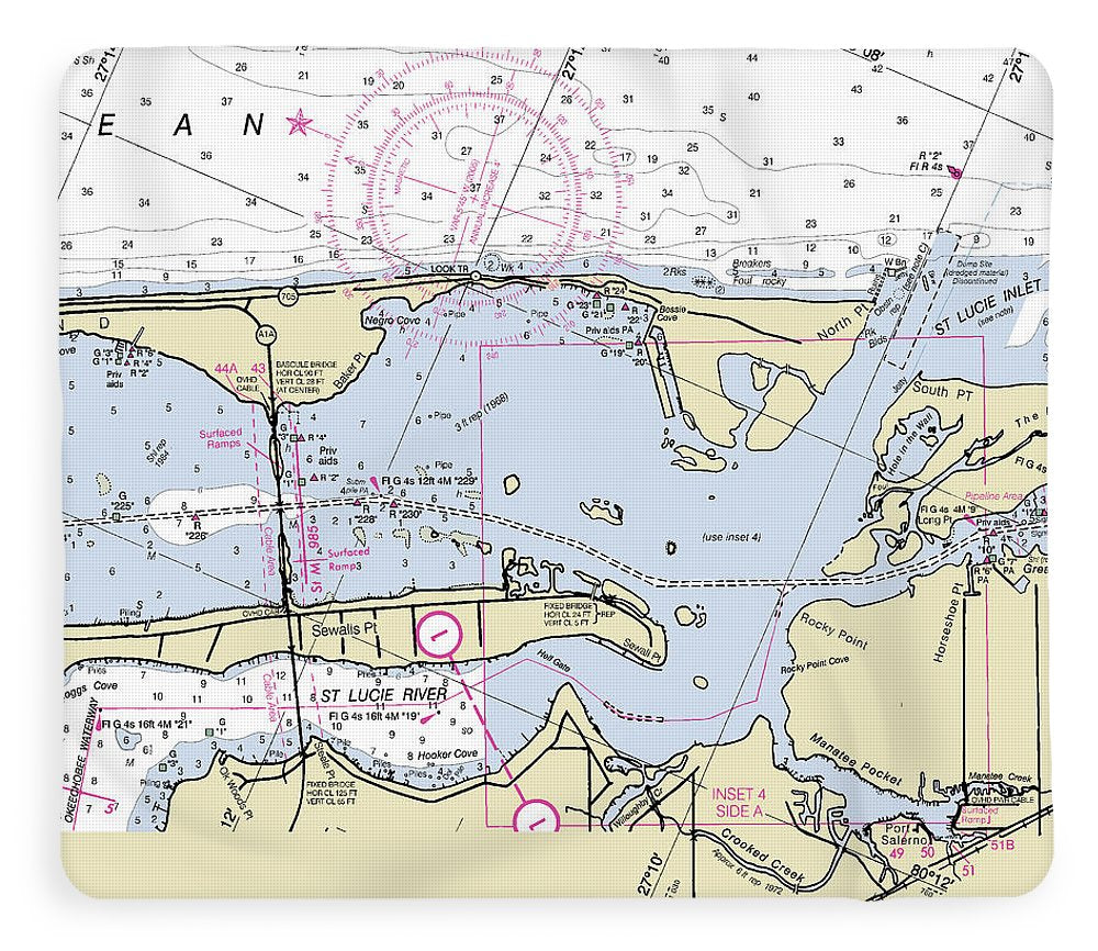 St Lucie Inlet Florida Nautical Chart - Blanket