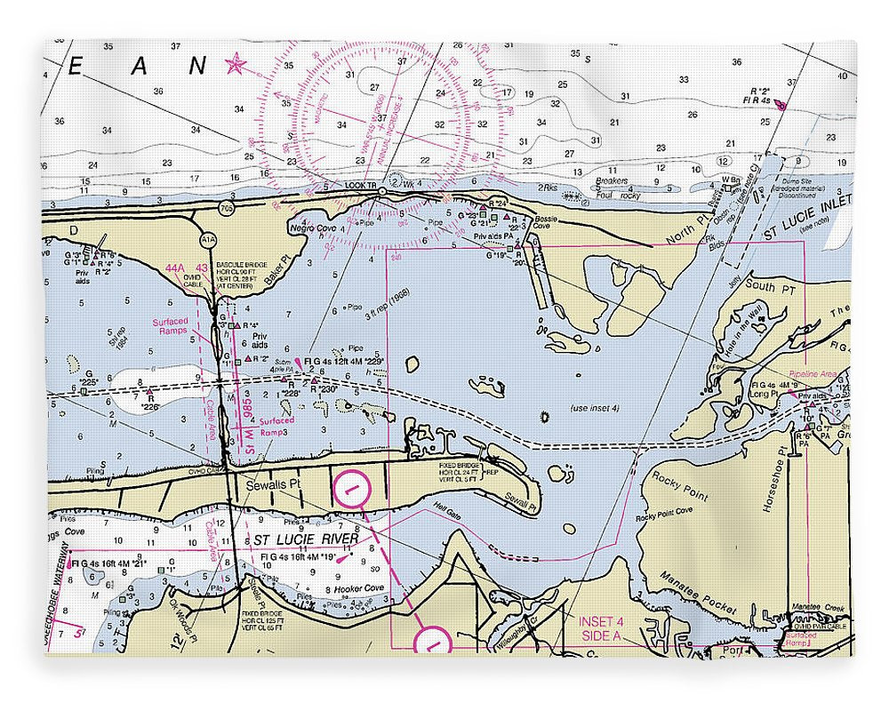 St Lucie Inlet Florida Nautical Chart - Blanket