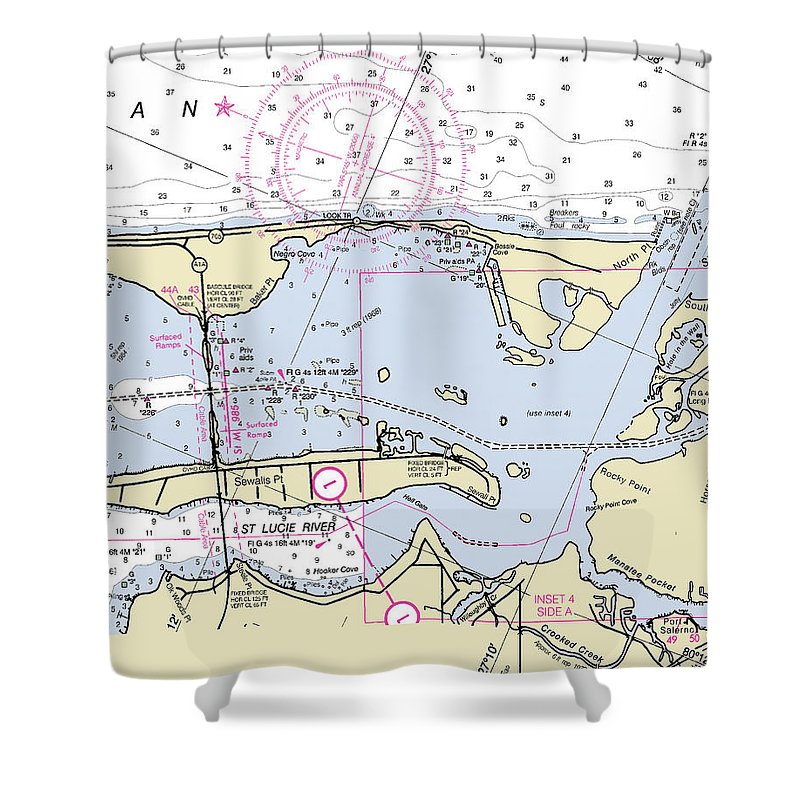St Lucie Inlet Florida Nautical Chart Shower Curtain