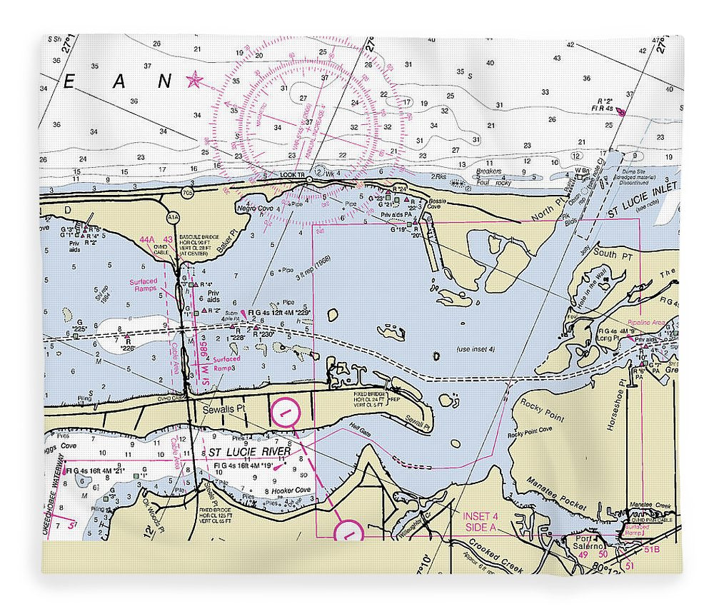 St Lucie Inlet Florida Nautical Chart Blanket
