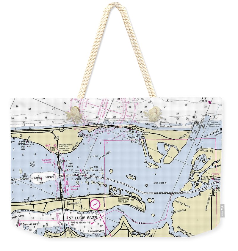 St Lucie Inlet Florida Nautical Chart - Weekender Tote Bag