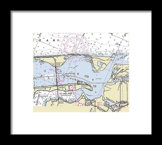 St Lucie Inlet Florida Nautical Chart - Framed Print