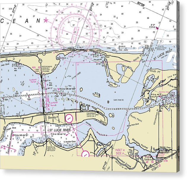St Lucie Inlet Florida Nautical Chart  Acrylic Print